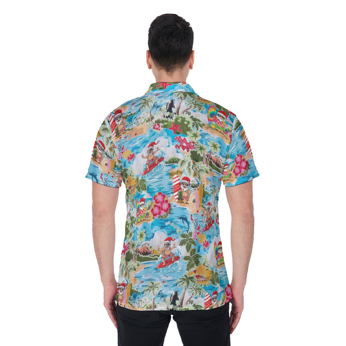 Surfing Santa Claus Hawaiian Shirt For Men