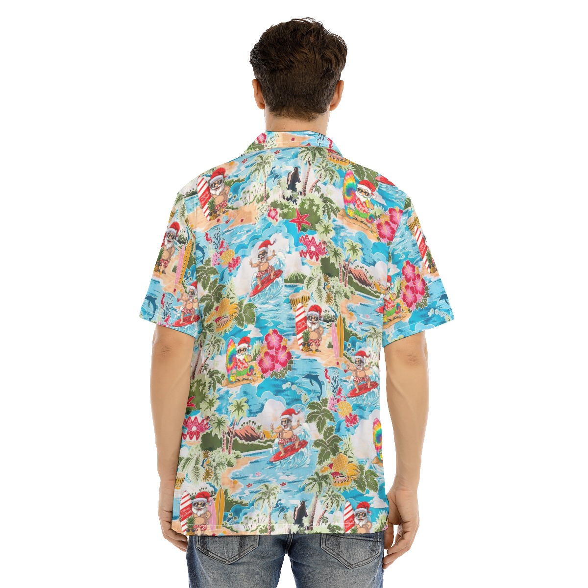 Men's Surfing Santa Hawaiian Shirt
