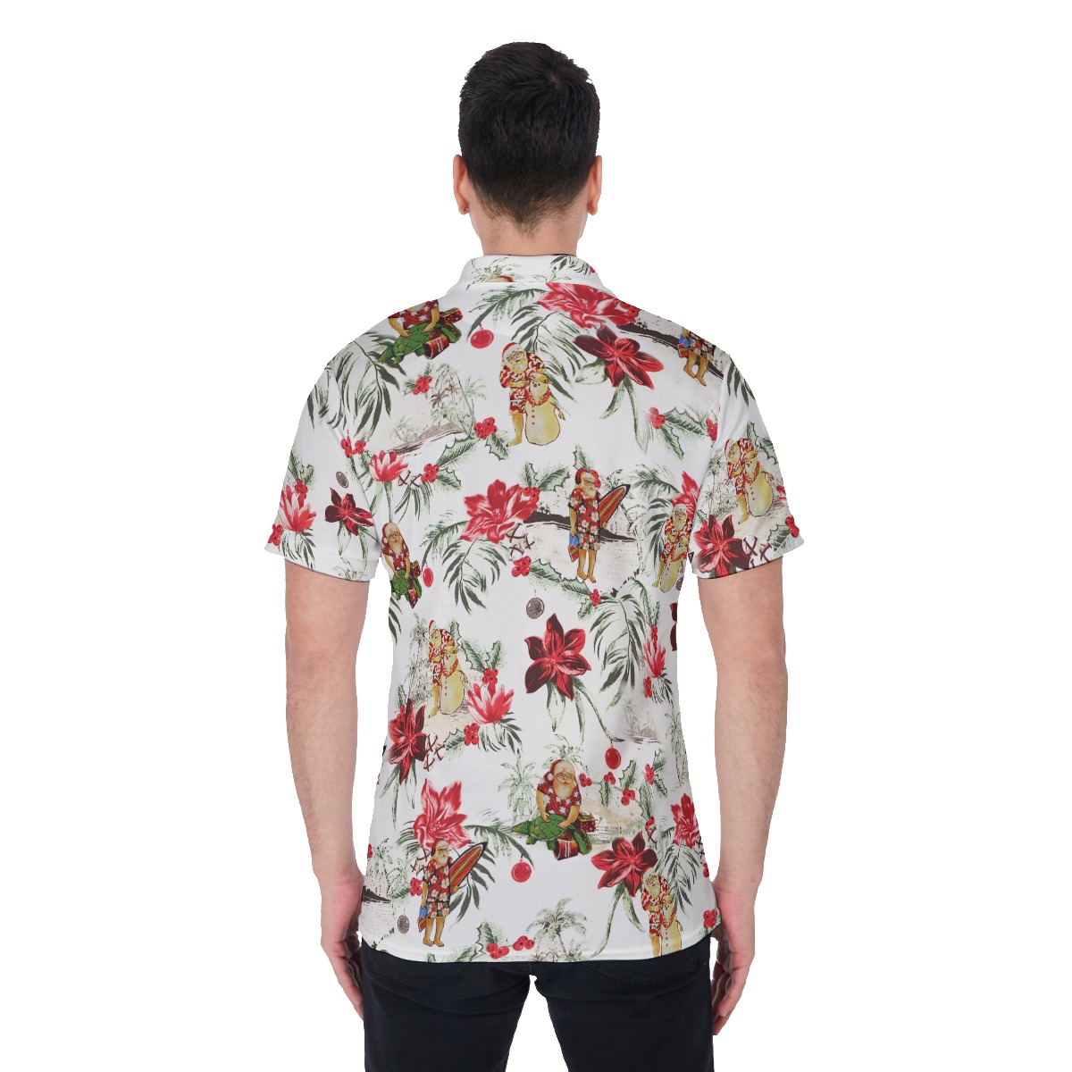 Men's Floral Island Christmas Polo Hawaiian Shirt