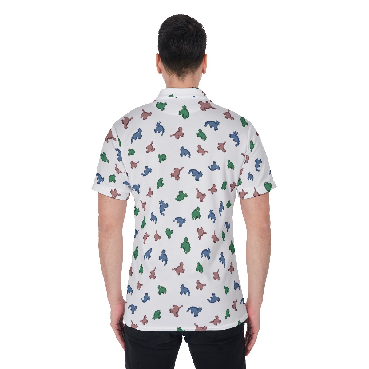 Men's Lovely Dinosaur White Polo Hawaiian Shirt