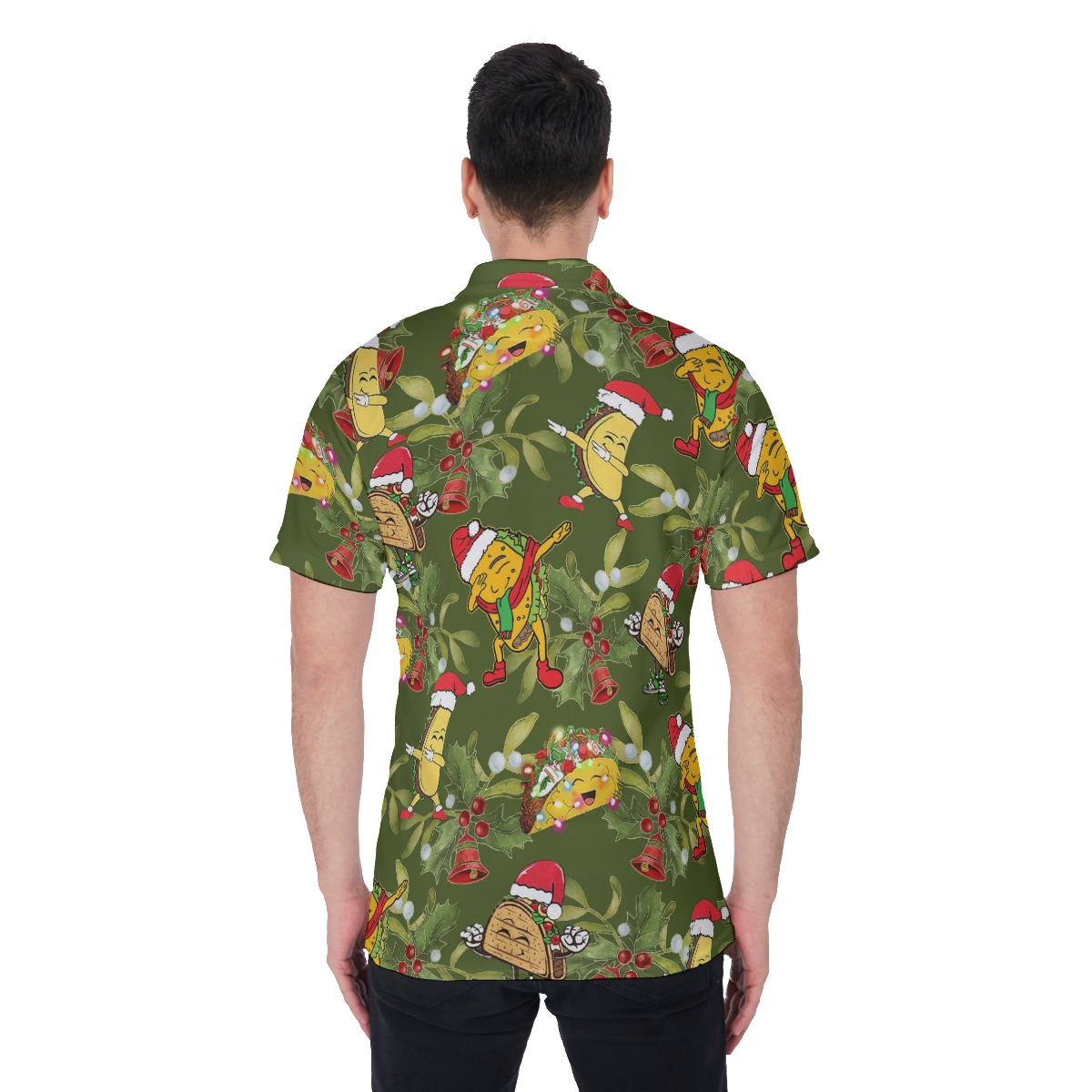 Men's Cute Christmas Taco Polo Hawaiian Shirt