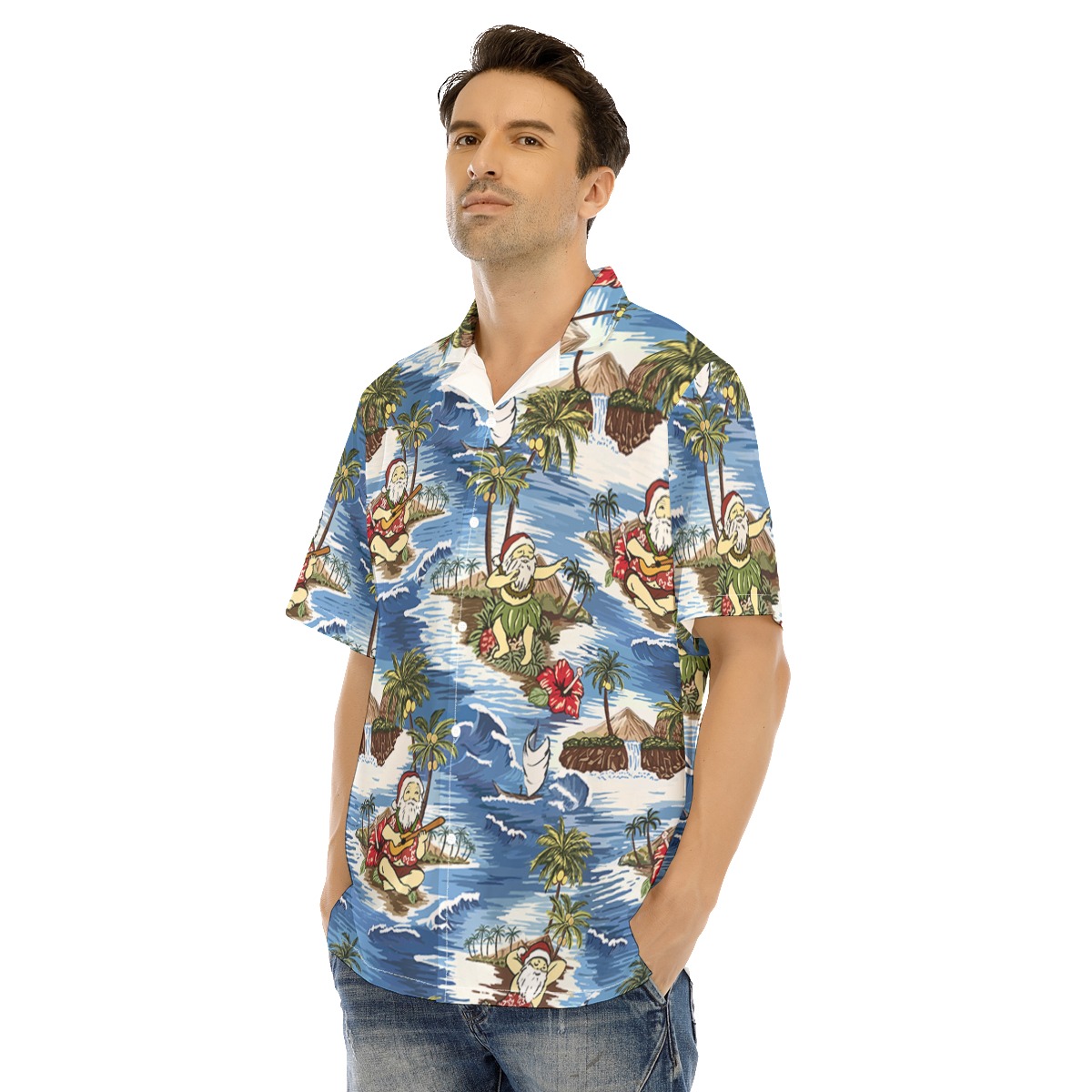 Tropical Santa On The Island Hawaiian Shirt For Men