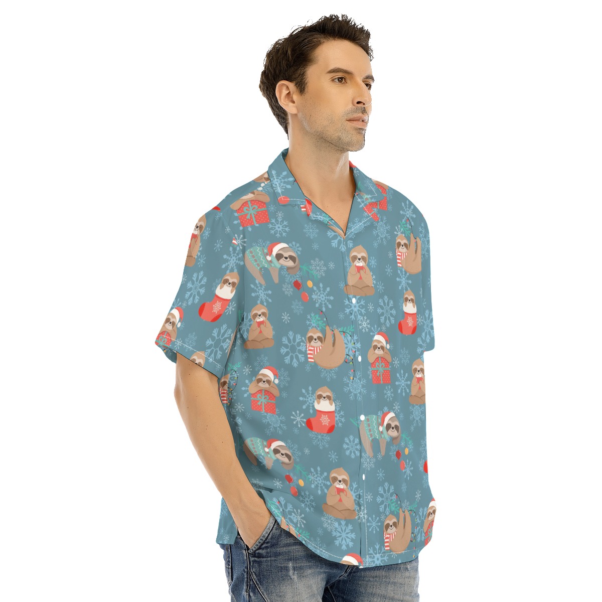 Men's Cute Christmas Sloth Hawaiian Shirt