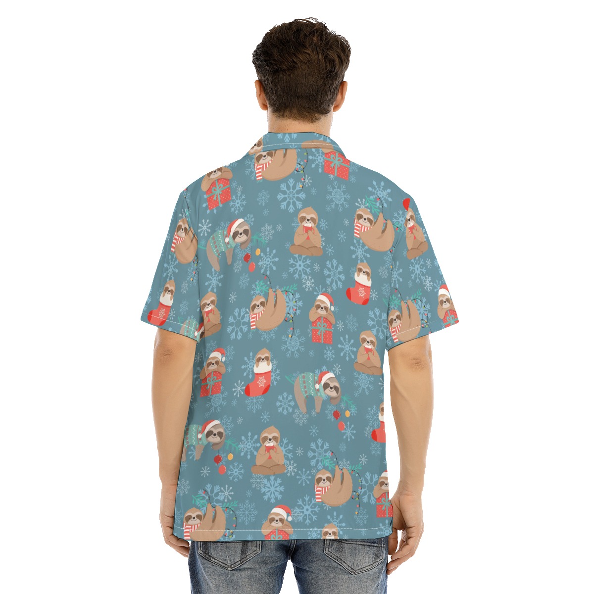 Men's Cute Christmas Sloth Hawaiian Shirt