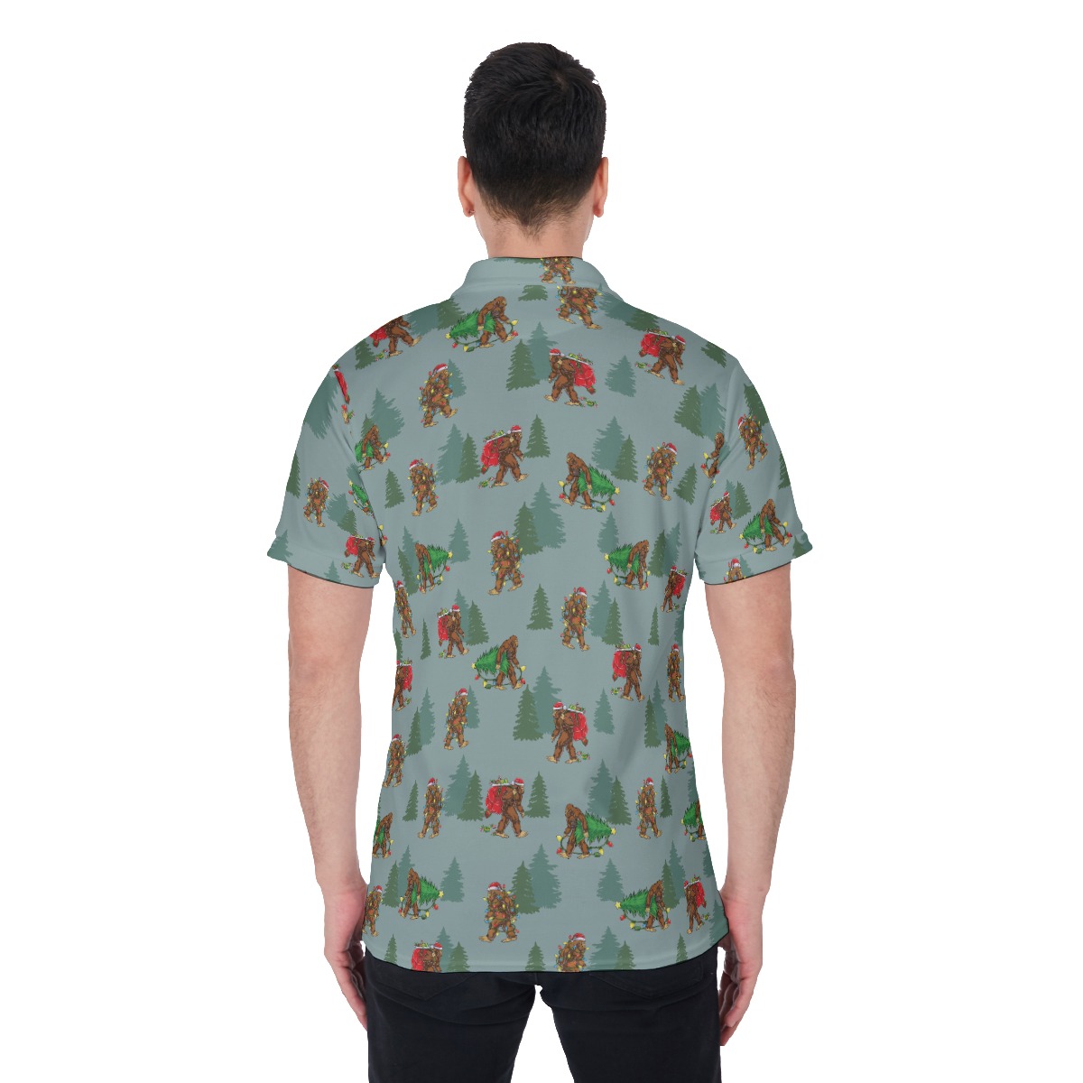 Funny Christmas Bigfoot Hawaiian Golf Shirt