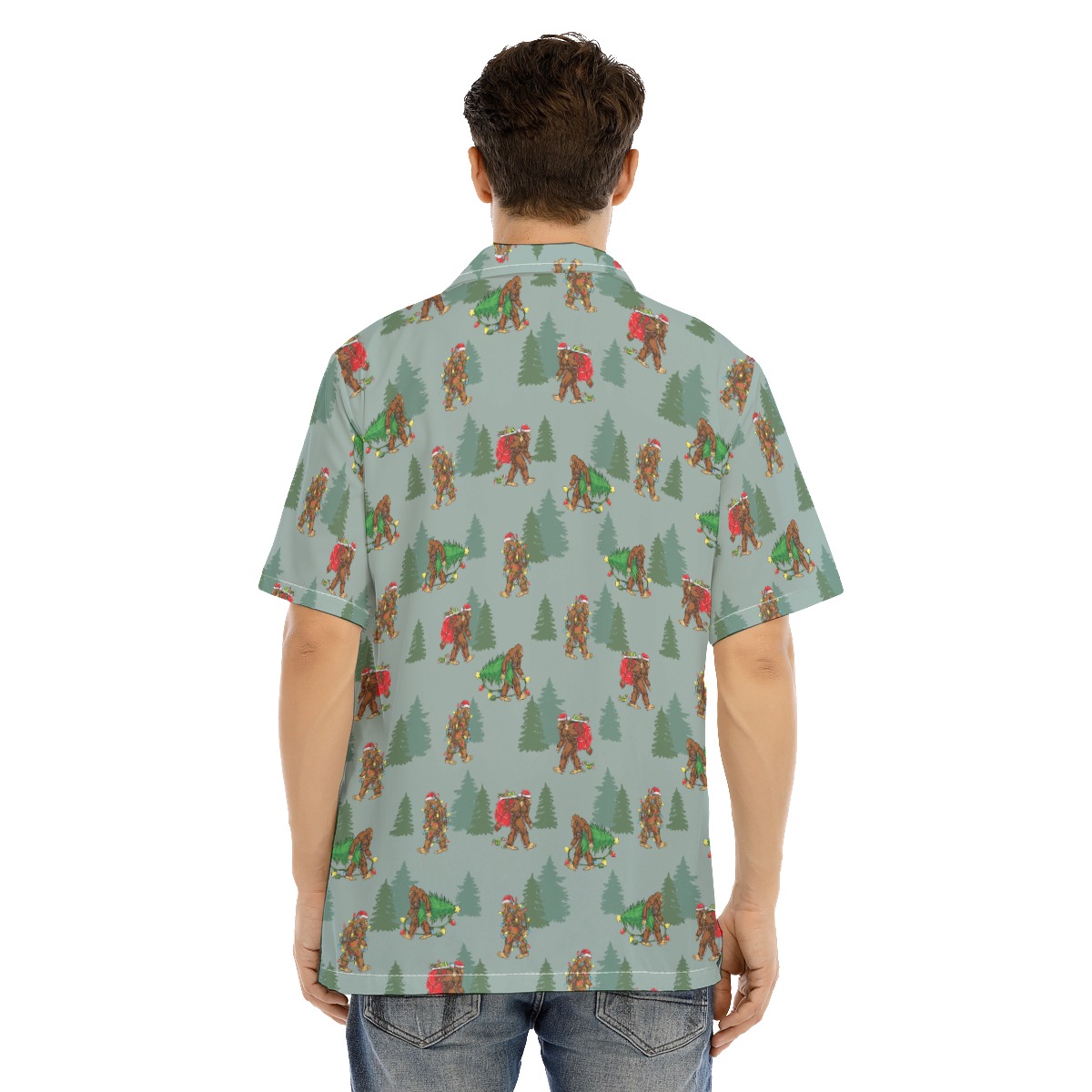 Funny Bigfoot Christmas Men's Hawaiian Shirt