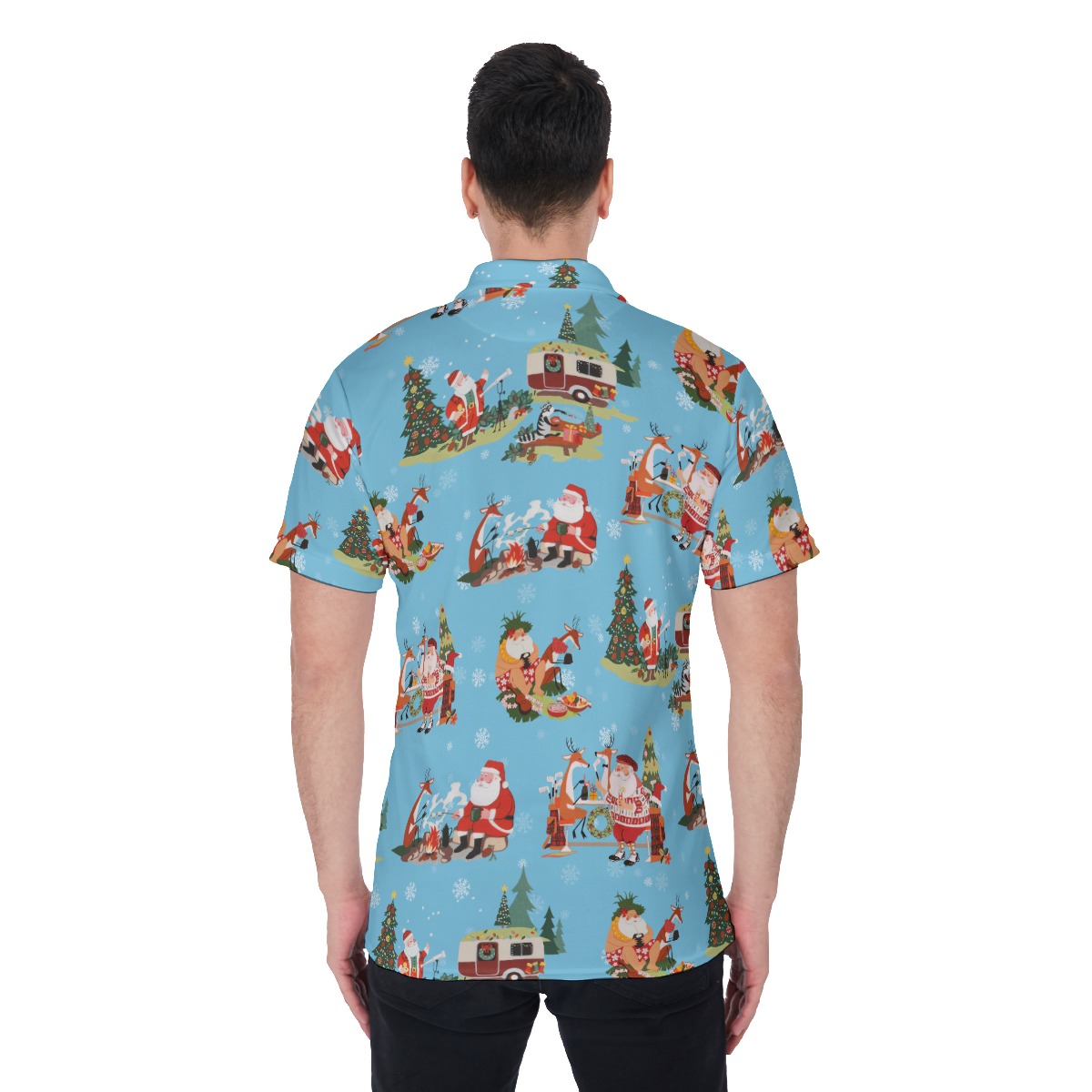 Men's Funny Santa Christmas Vacation Polo Hawaiian Shirt
