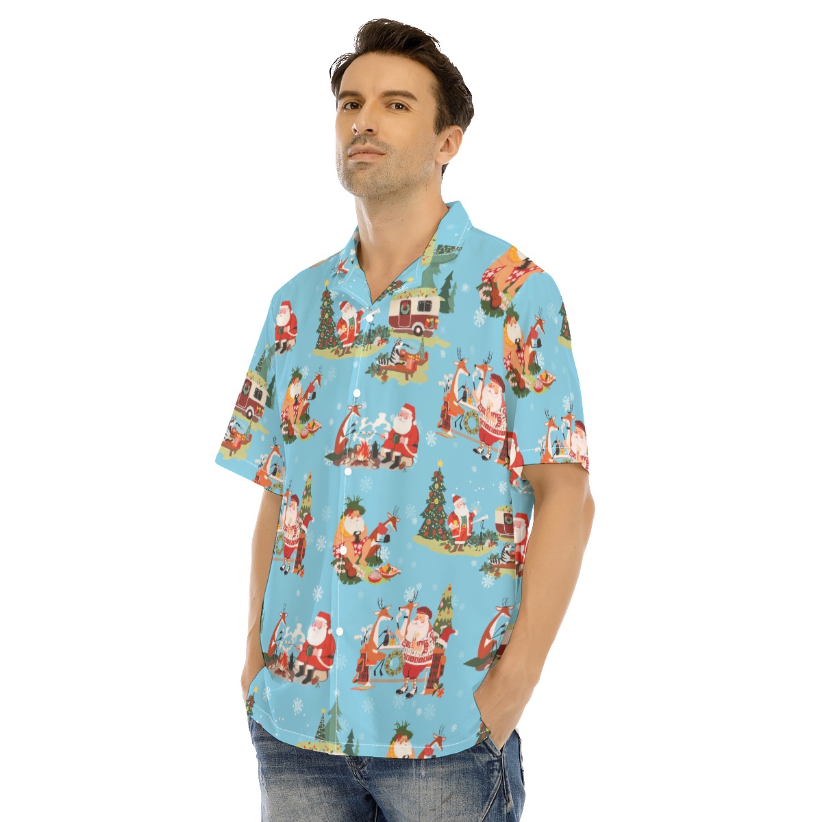 Men's Camping Santa Christmas Hawaiian Shirt
