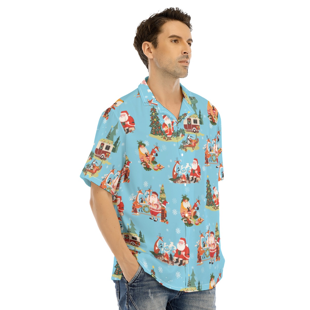 Men's Camping Santa Christmas Hawaiian Shirt