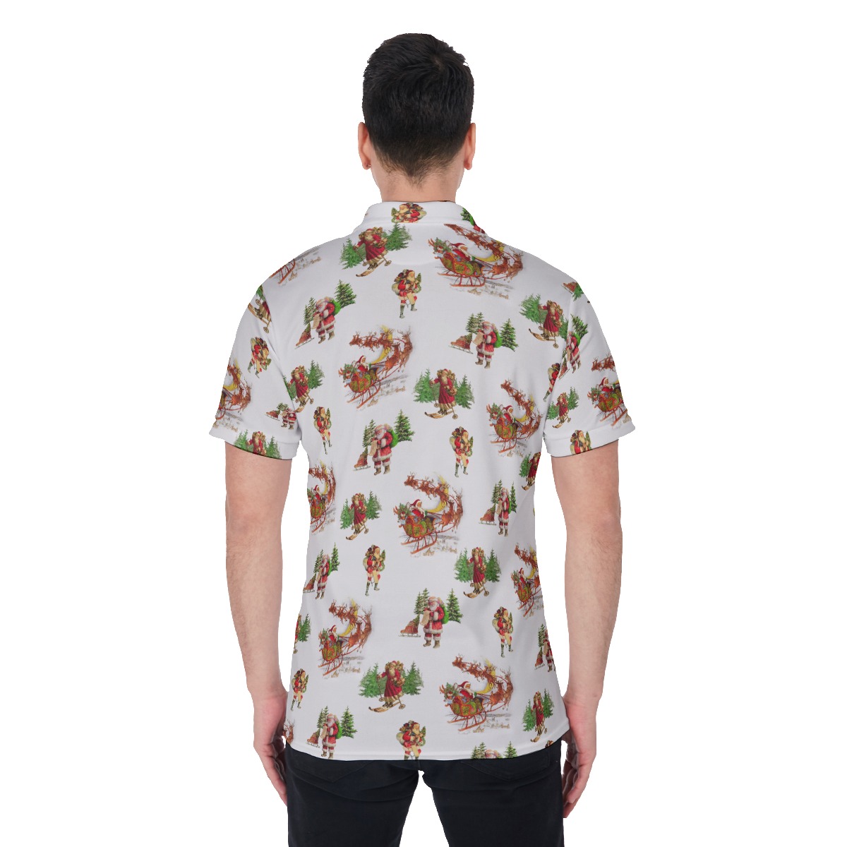 Men's Santa Claus Merry Christmas Polo Hawaiian Shirt