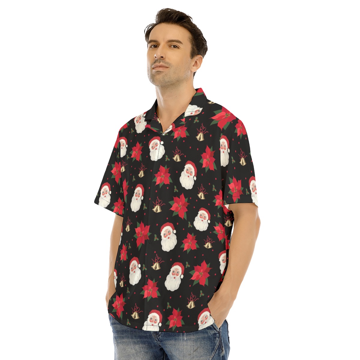 Poinsettia Santa Claus Hawaiian Shirt