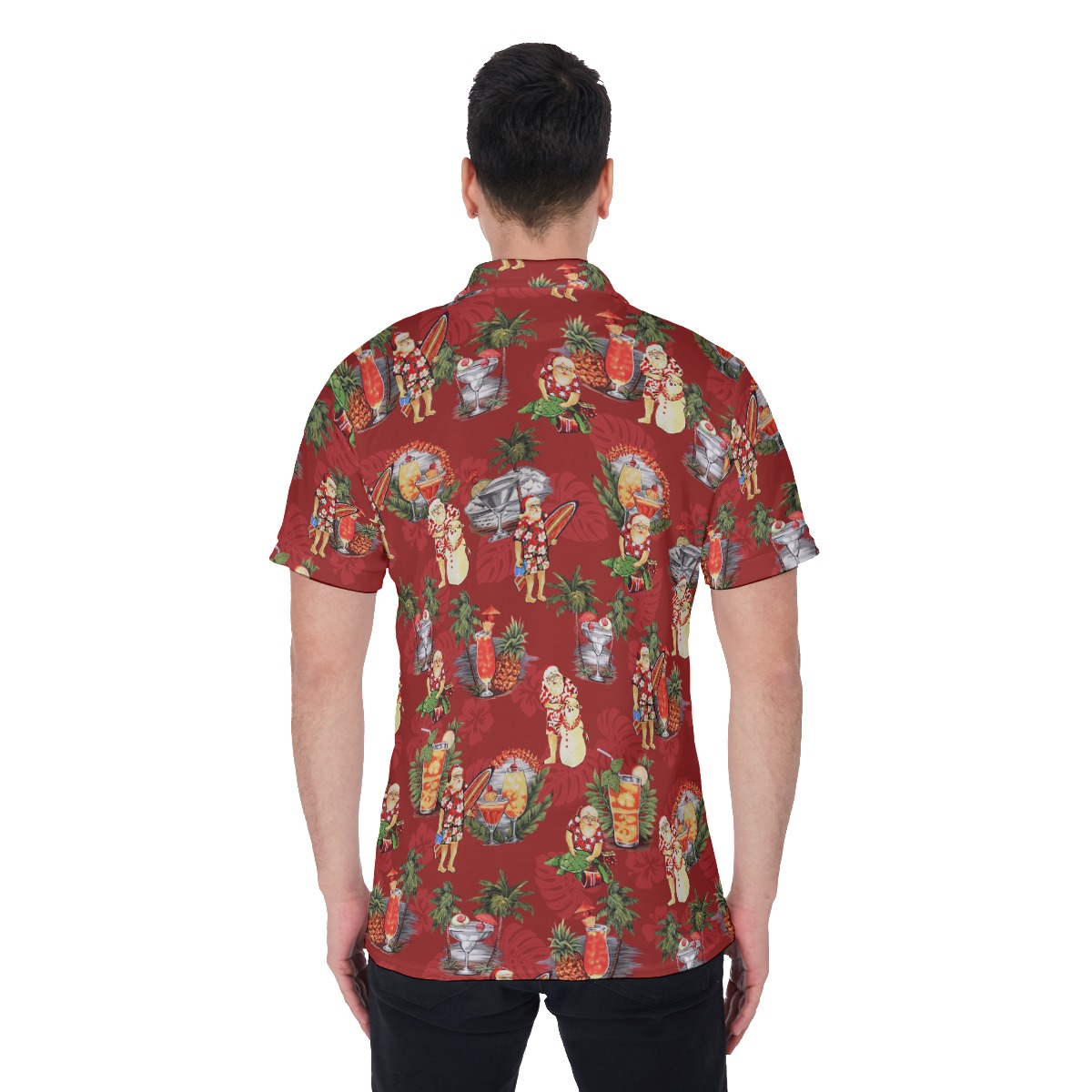 Men's Tropical Santa Red Christmas Hawaiian Shirt