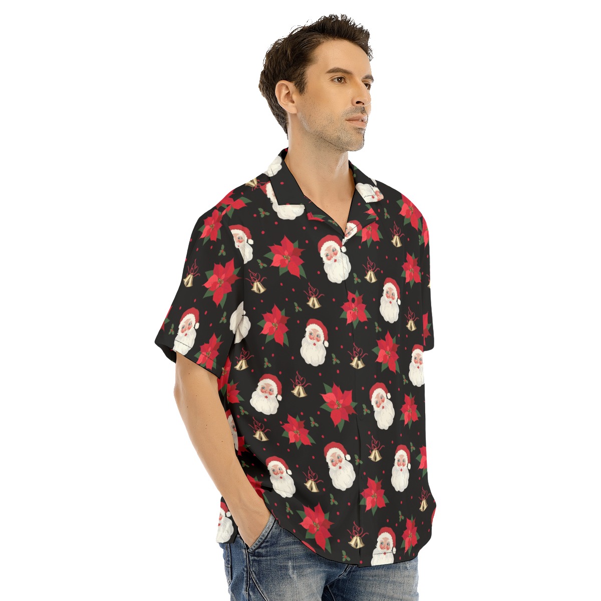 Poinsettia Santa Claus Hawaiian Shirt