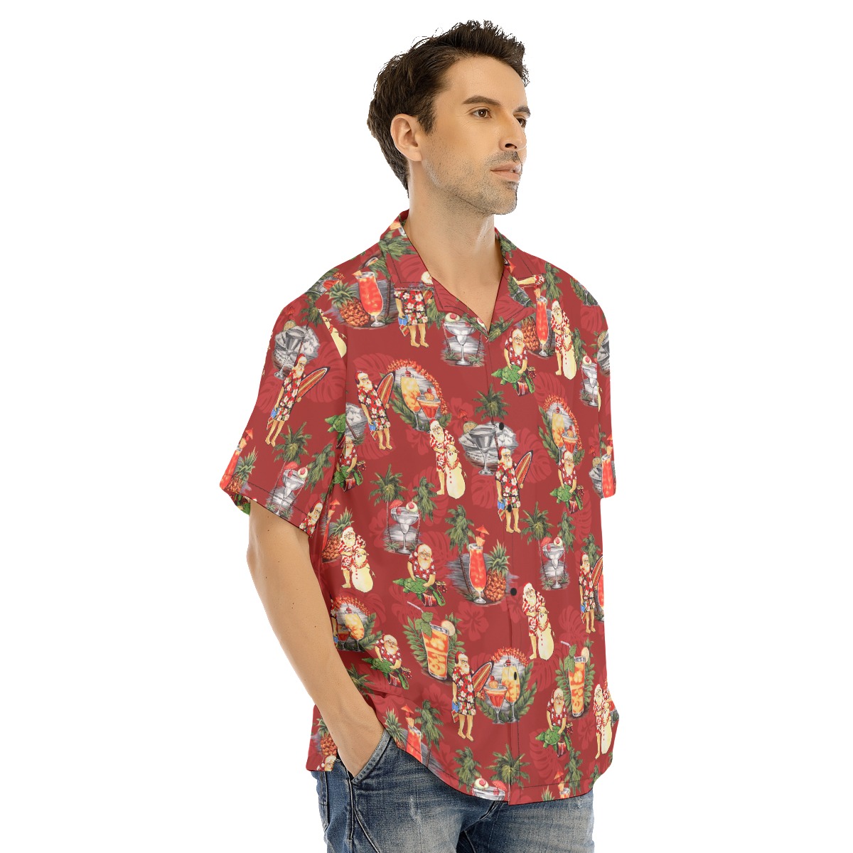 Men's Hawaii Santa Claus Christmas Hawaiian Shirt