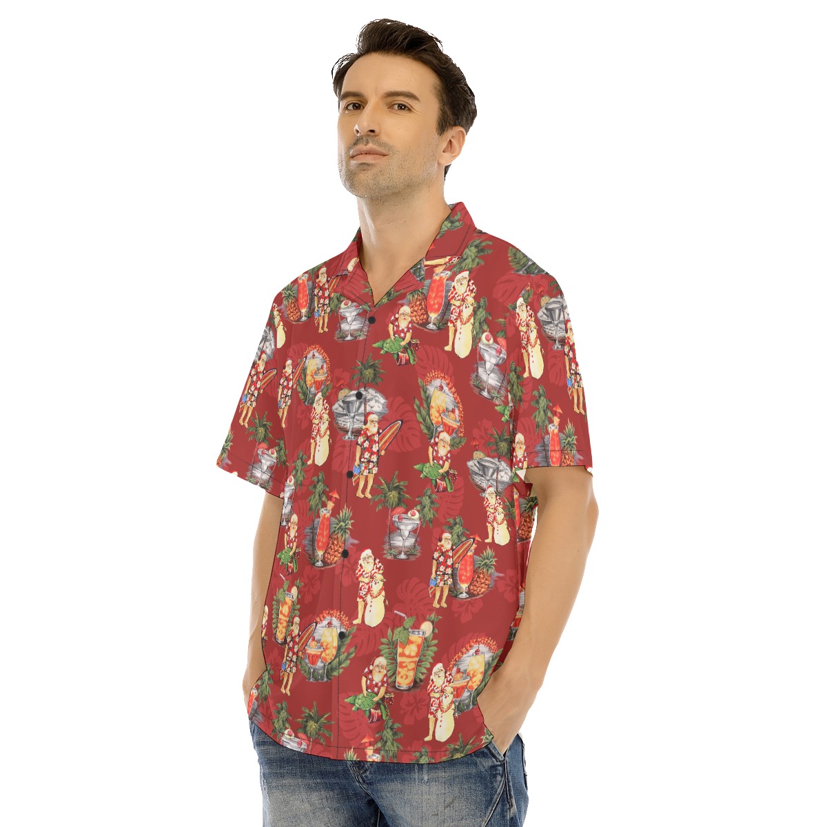 Men's Hawaii Santa Claus Christmas Hawaiian Shirt