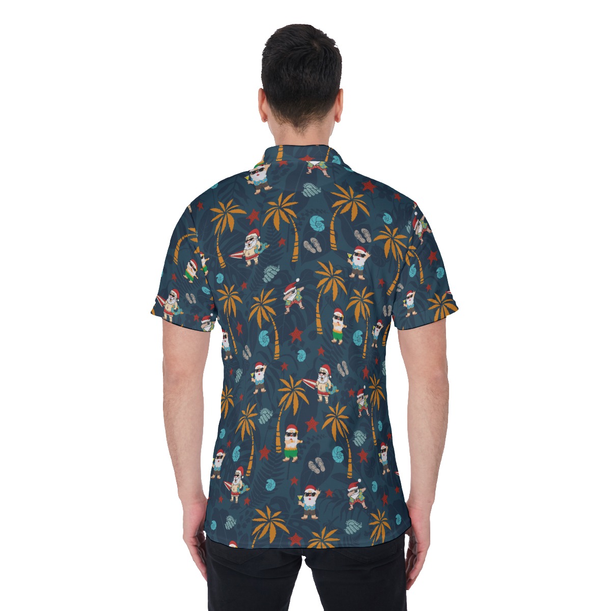 Tropical Santa Claus Navy Polo Shirt For Men