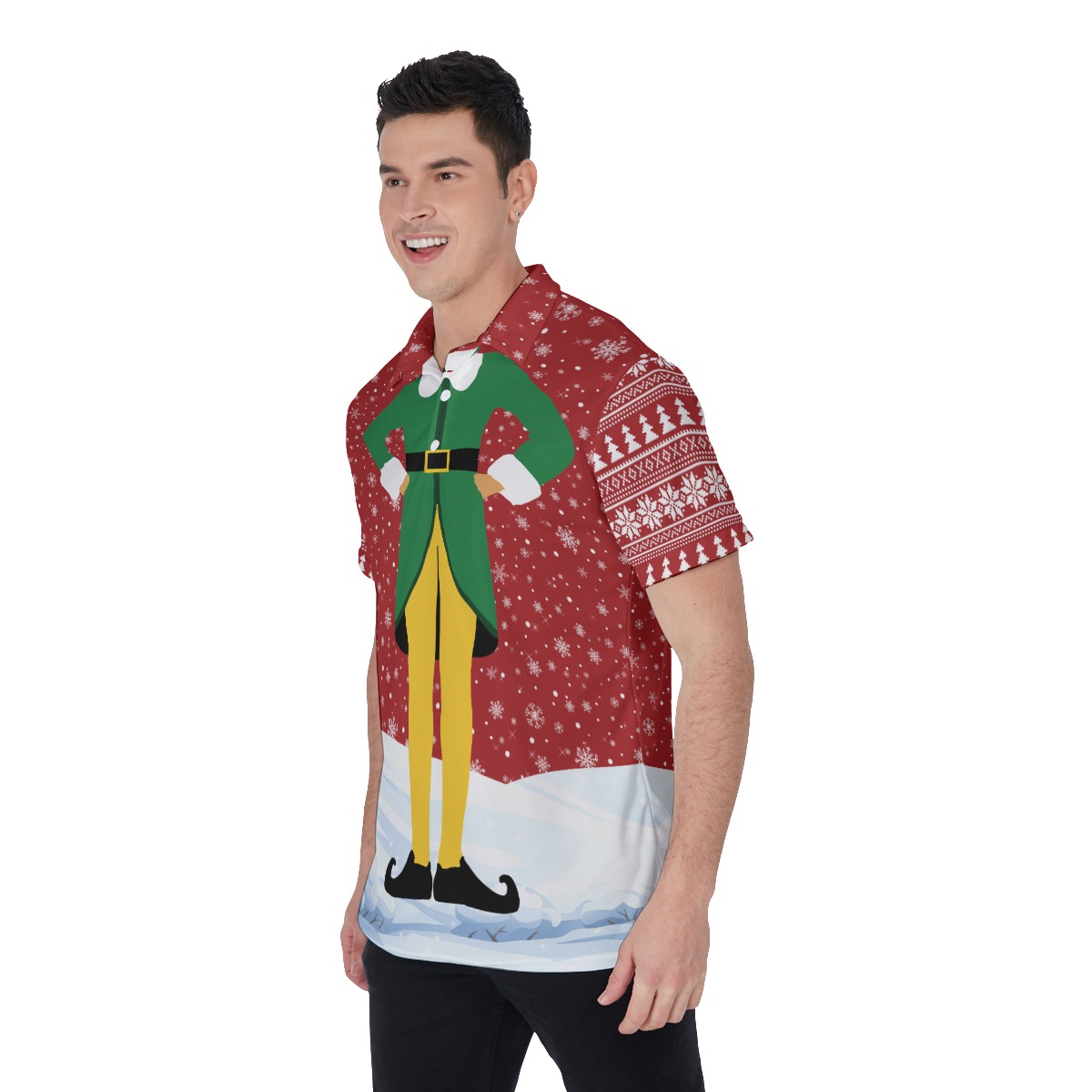 Funny ELF Christmas Hawaiian Polo Shirt For Men