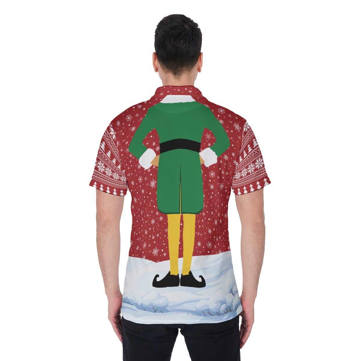 Funny ELF Christmas Hawaiian Polo Shirt For Men