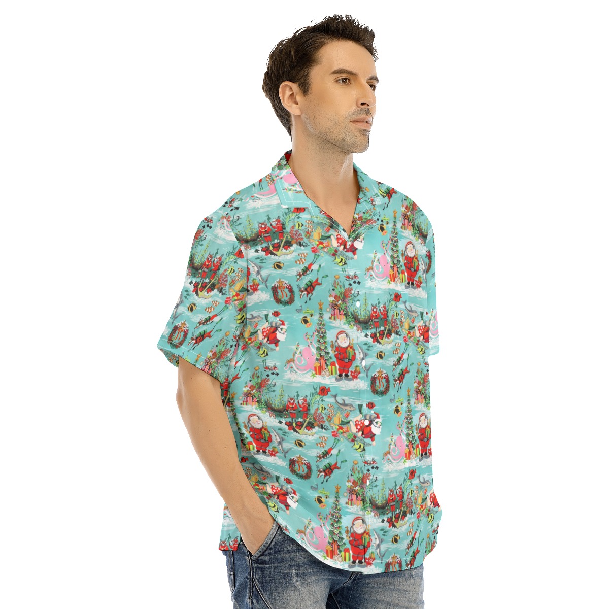 Men's Diving Santa Cool Christmas Hawaiian Shirt