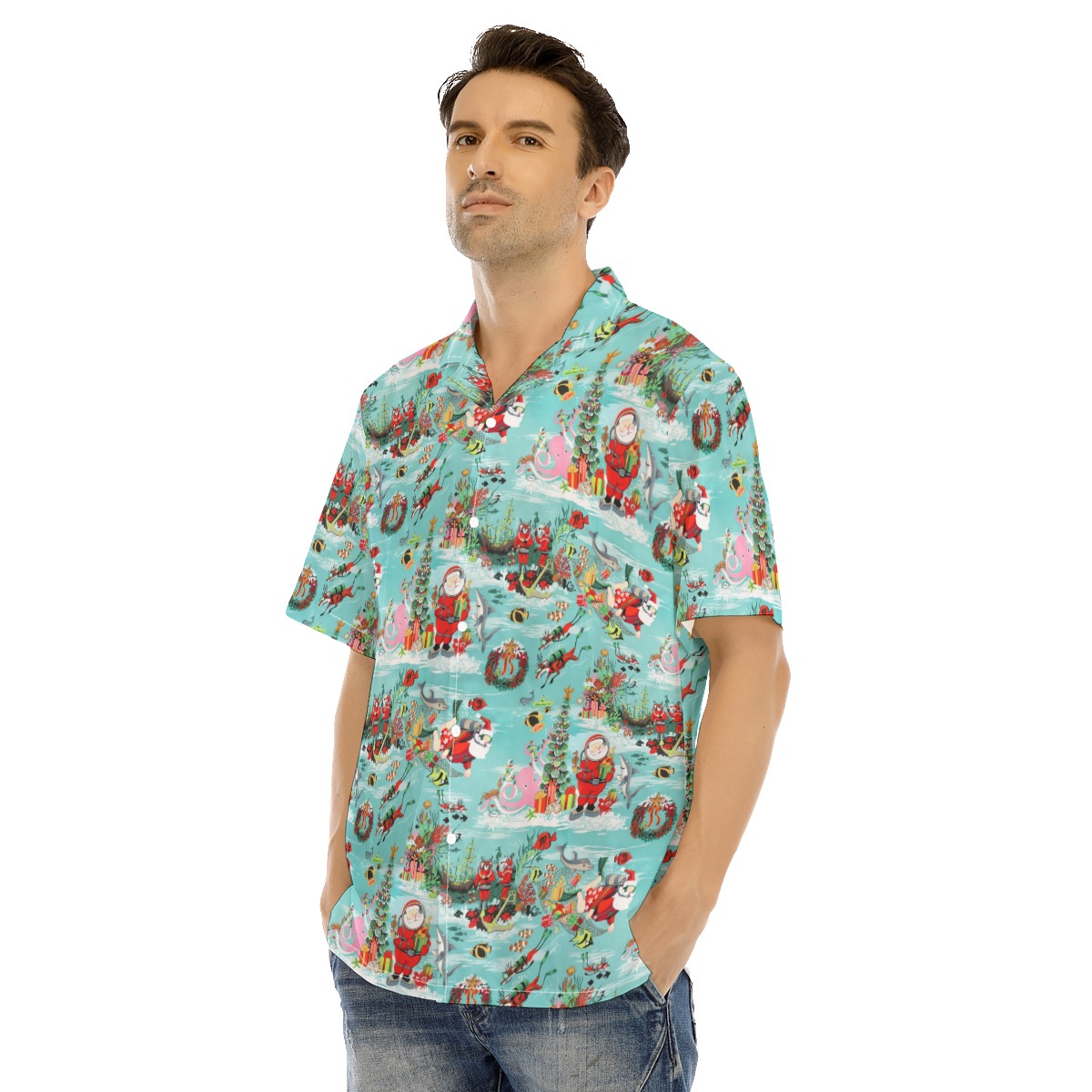 Men's Diving Santa Cool Christmas Hawaiian Shirt