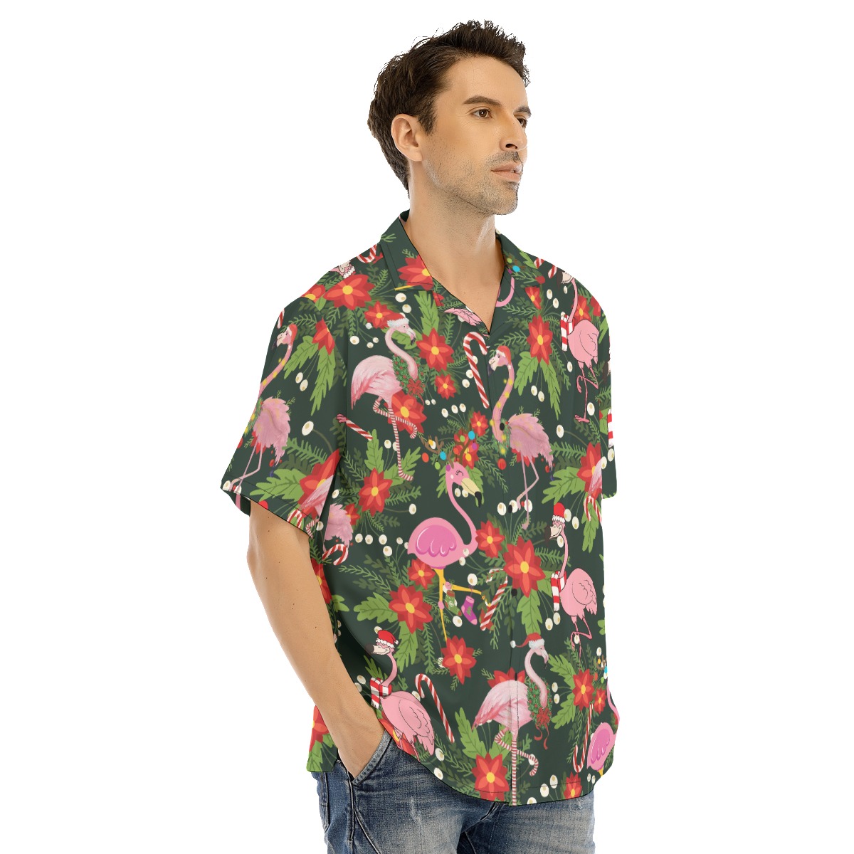 Men's Tropical Flamingo Christmas Hawaiian Shirt