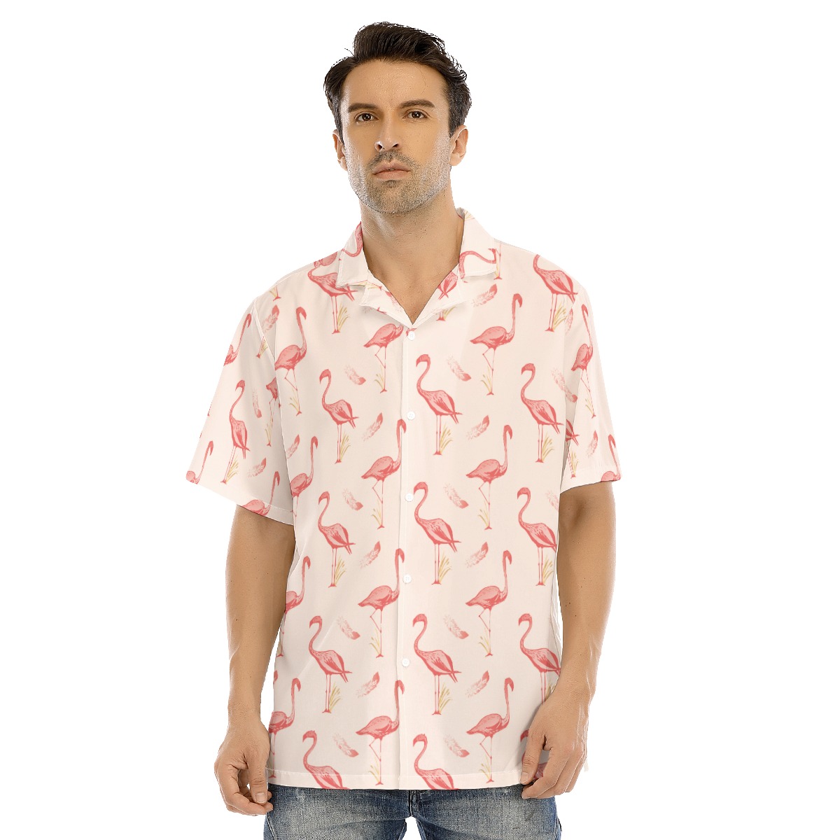 Flamingo White Button Up Shirt For Men - variant image 1