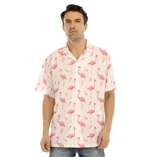 Flamingo White Button Up Shirt For Men