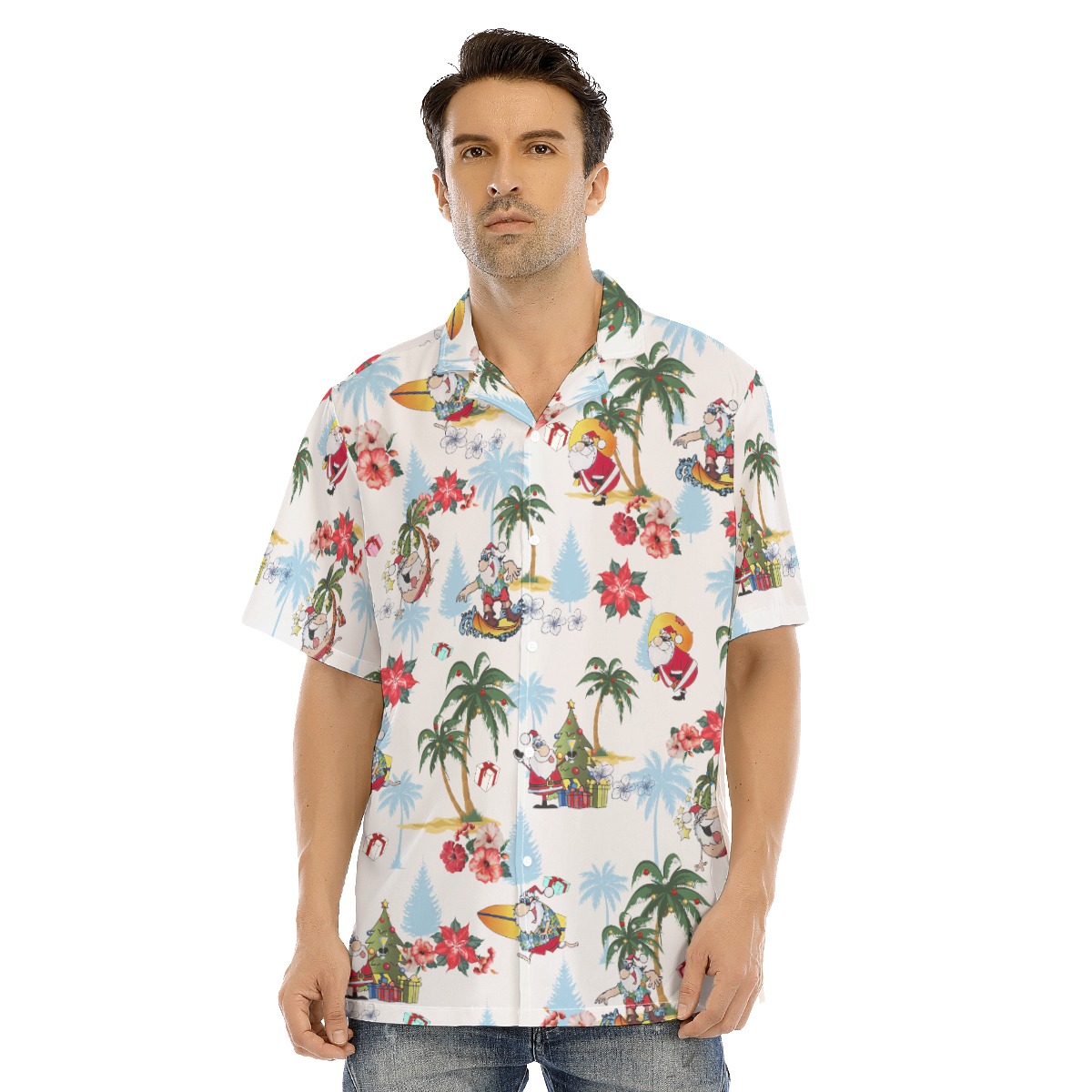 Men's Summer Santa Merry Christmas Hawaiian Shirt - variant image 1