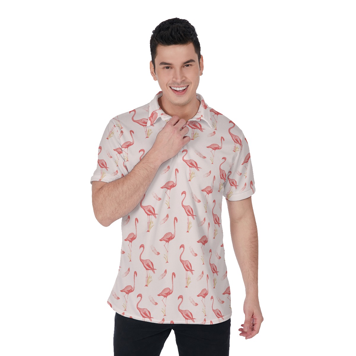 Flamingo White Men's Golf Polo Shirt - variant image 1