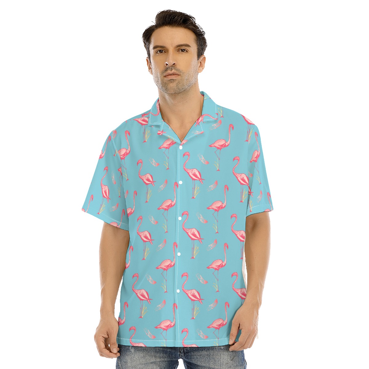 Flamingo Blue Men's Hawaiian Shirt - variant image 1