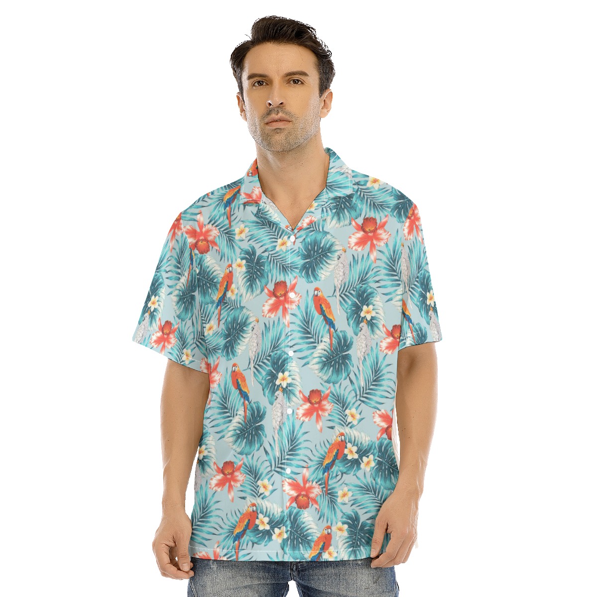 Parrot Tropical Blue Men's Hawaiian Shirt - variant image 1