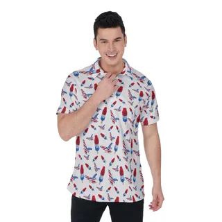 4th Of July White Golf Polo Shirt For Men