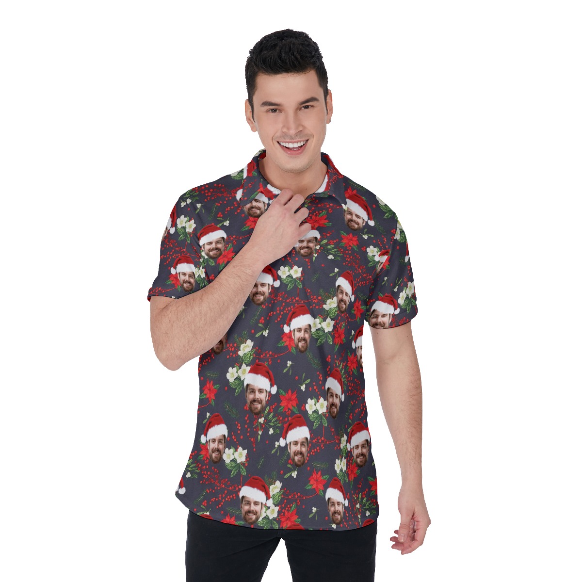 Funny Custom Floral Polo Hawaiian Shirt For Men - variant image 1