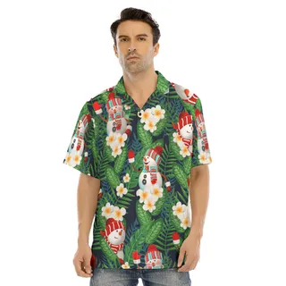 Men's Lovely Snowman Floral Christmas Hawaiian Shirt