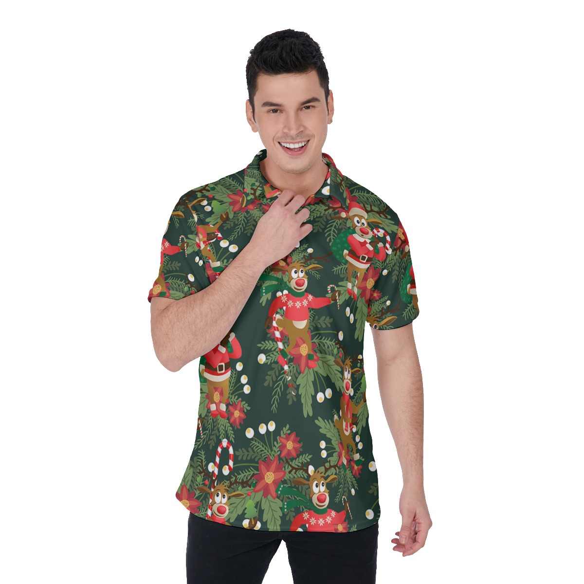 Men's Reindeer Merry Christmas Hawaiian Shirt - variant image 1