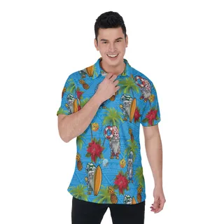 Cool Gnome Christmas Hawaiian Polo Shirt For Men