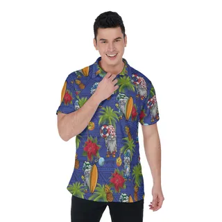Tropical Summer Gnomes Blue Hawaiian Shirt For Men