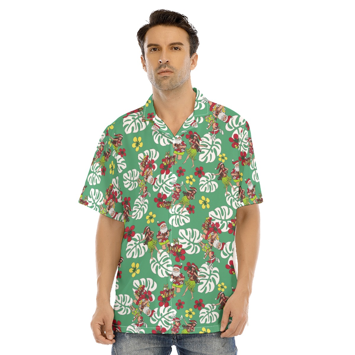 Men's Mele Kalikimaka Santa Tropical Hawaiian Shirt - variant image 1