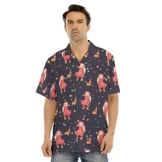 Men's Wrecking Santa Black Hawaiian Shirt