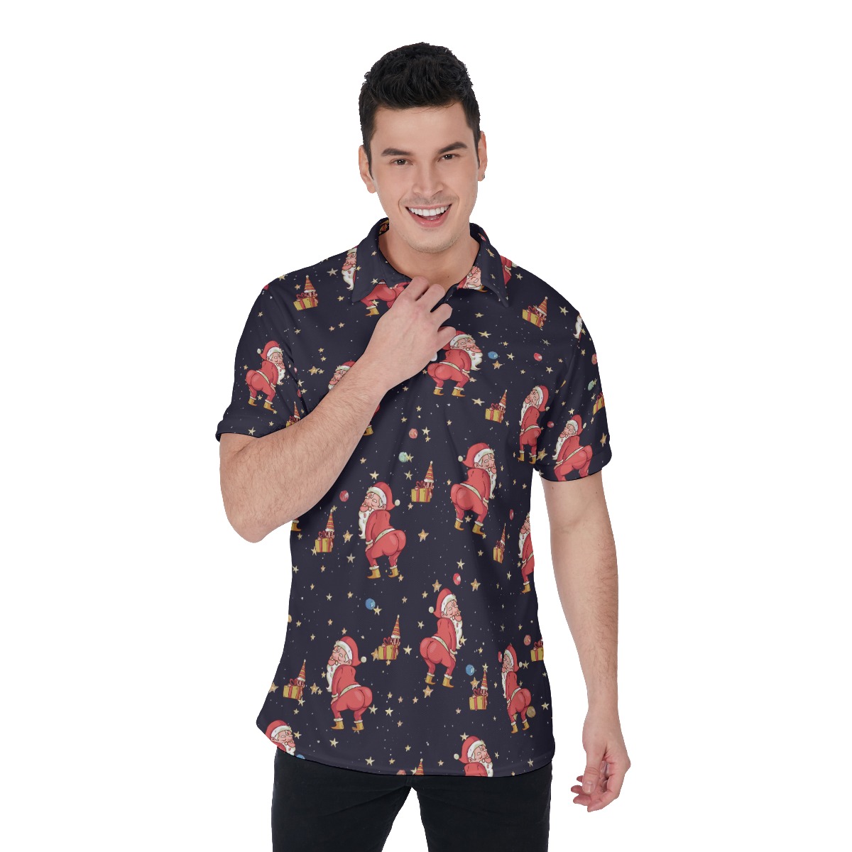 Funny Wrecking Santa Polo Hawaiian Shirt For Men - variant image 1
