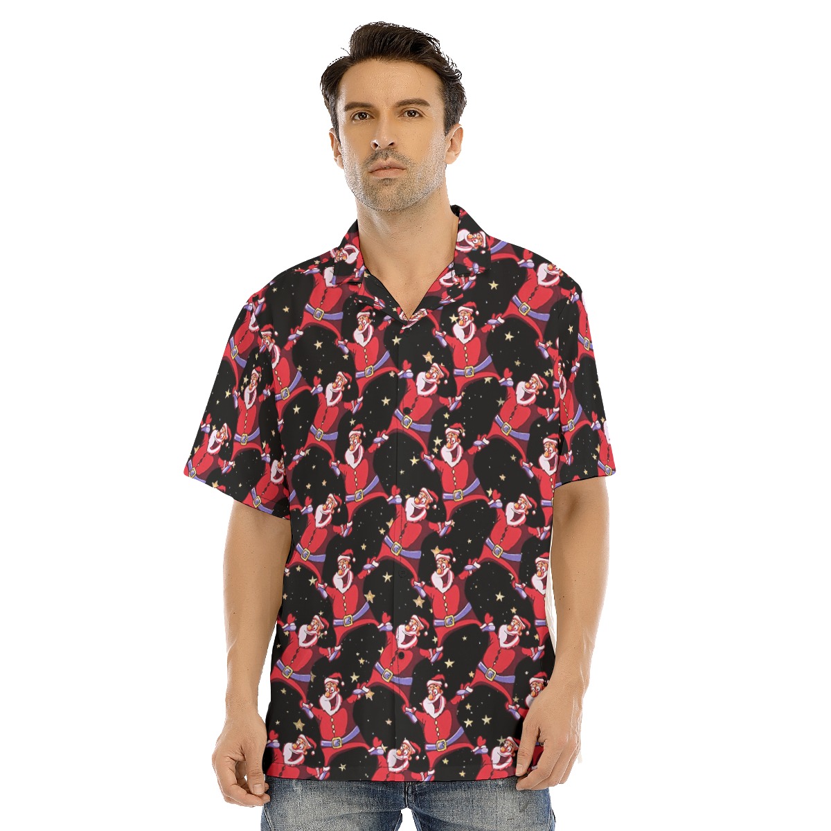 Happy Santa Claus Black Hawaiian Shirt For Men - variant image 1