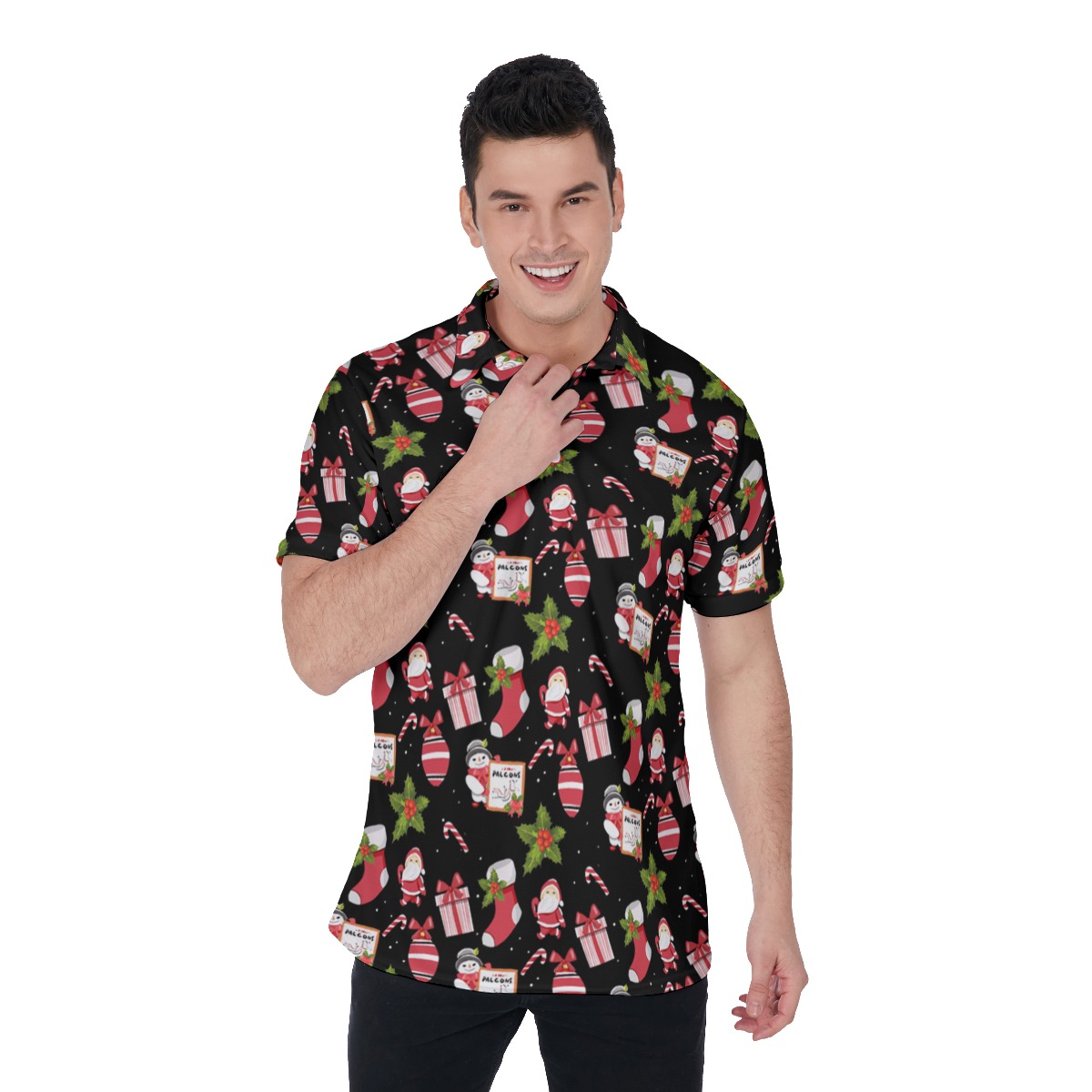 Men's Lovely Santa Christmas Polo Hawaiian Shirt - variant image 1