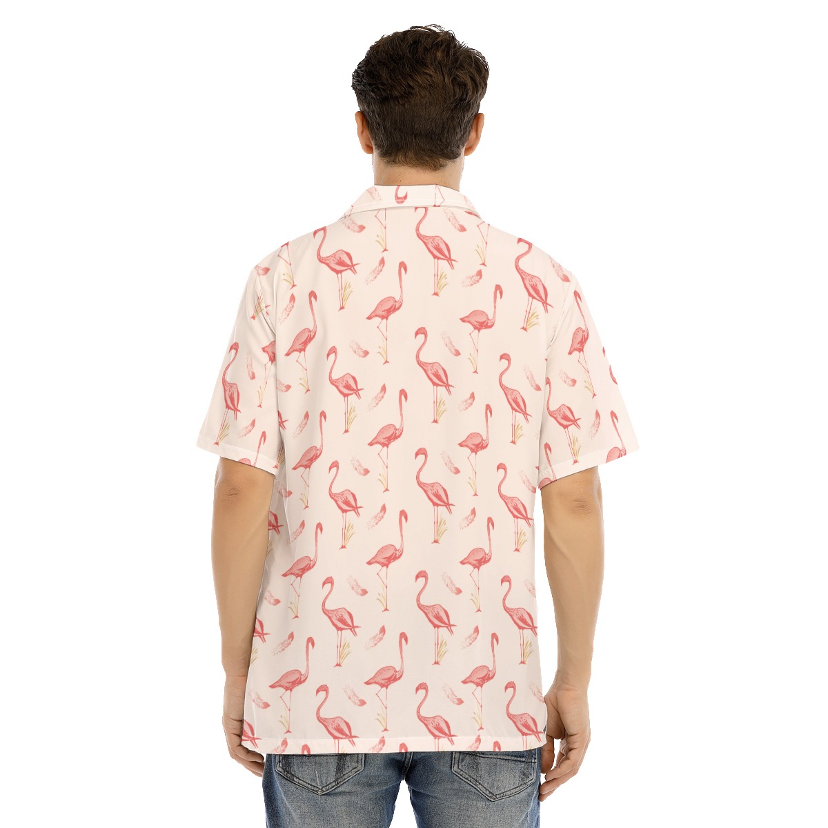 Flamingo White Button Up Shirt For Men