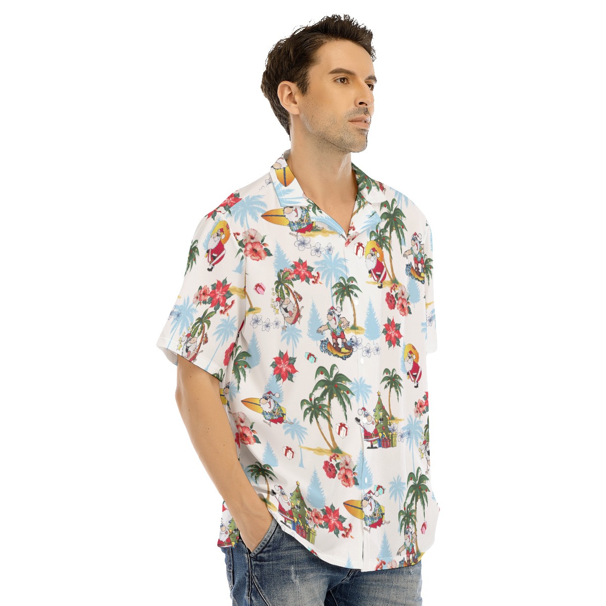 Men's Summer Santa Merry Christmas Hawaiian Shirt