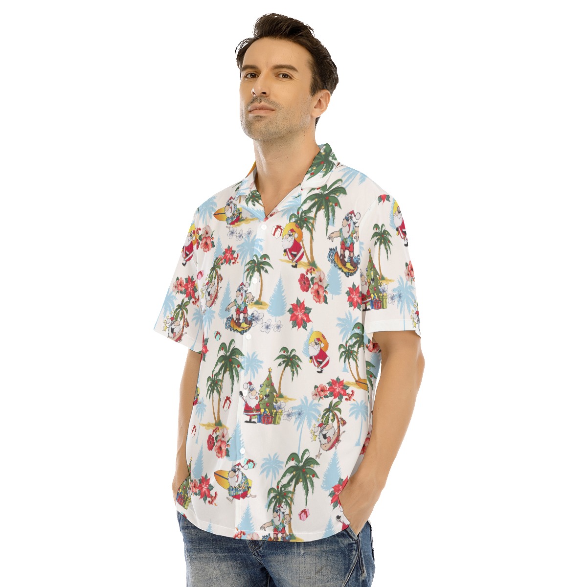 Men's Summer Santa Merry Christmas Hawaiian Shirt