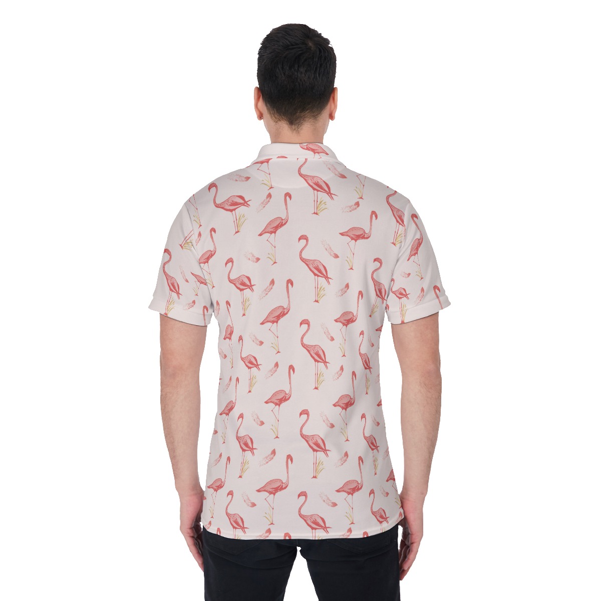 Flamingo White Men's Golf Polo Shirt