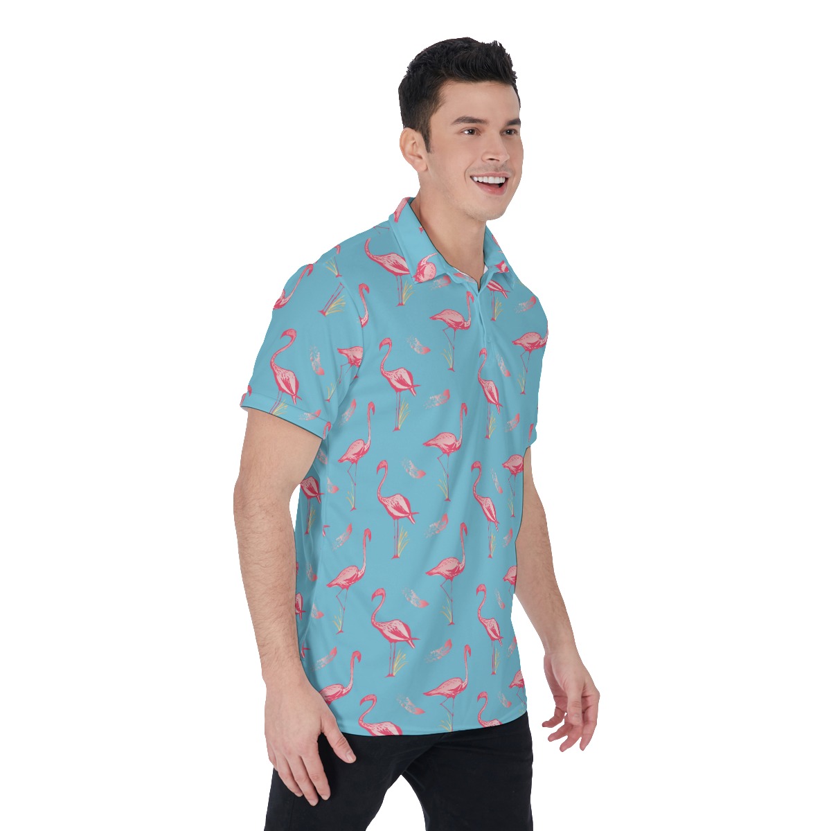 Vintage Flamingo White Men's Polo Shirt