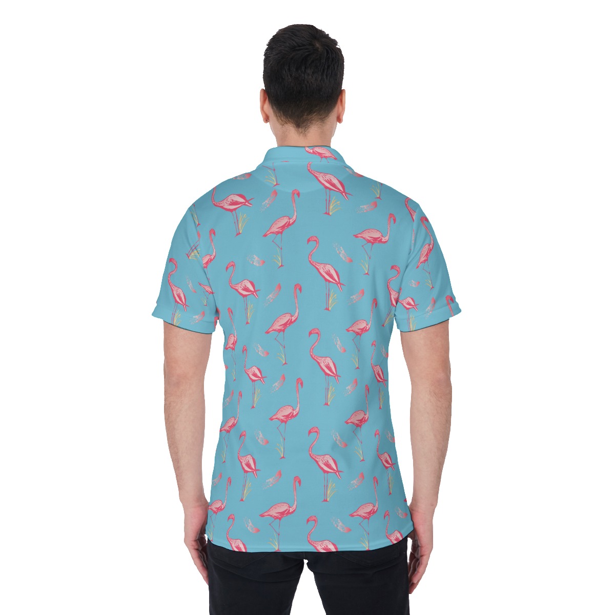 Vintage Flamingo White Men's Polo Shirt