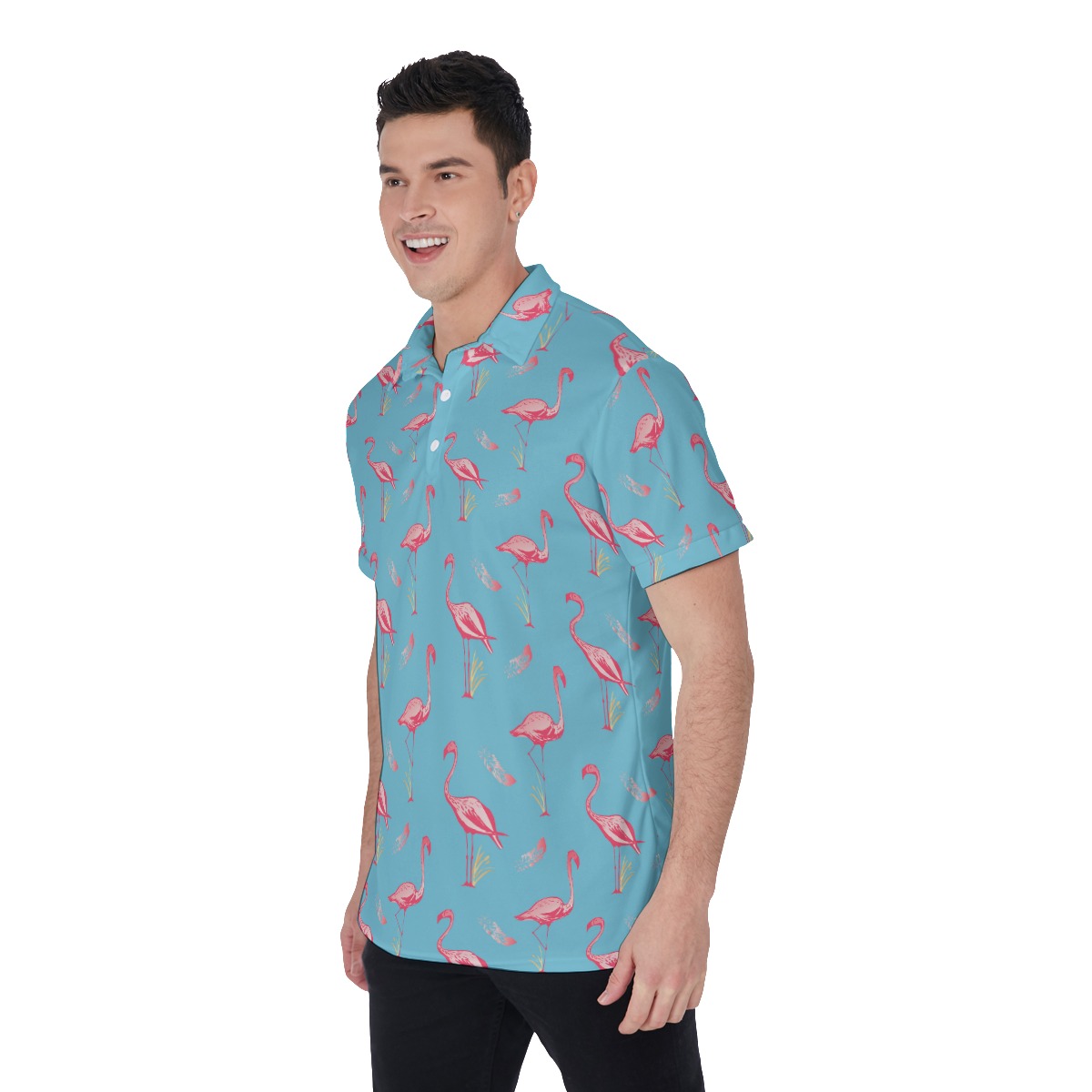 Vintage Flamingo White Men's Polo Shirt