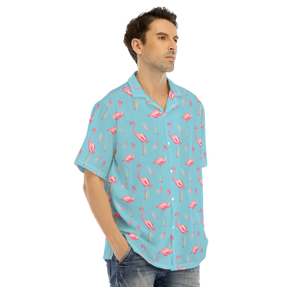 Flamingo Blue Men's Hawaiian Shirt